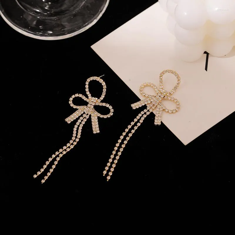 Dangle Earrings Rhinestone For Women Korean Fashion Personality Geometry Bowknot Woman Trendy Tide Jewelry Wholesale 2023