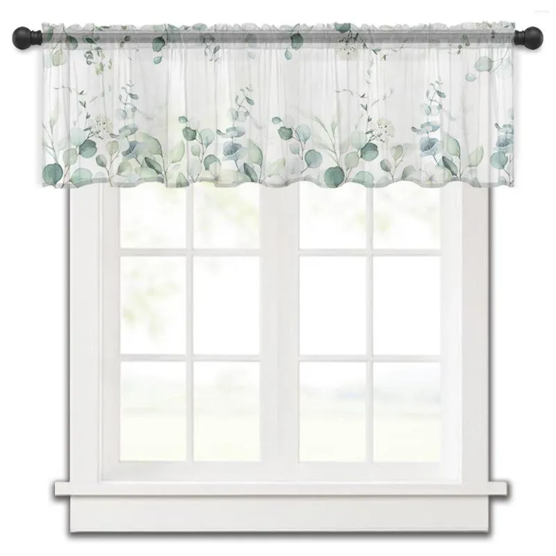 Vorhang INS Pastorale Blume Eukalyptus Blätter Küche Vorhänge Tüll Sheer Kurze Schlafzimmer Wohnzimmer Home Decor Voile Vorhänge