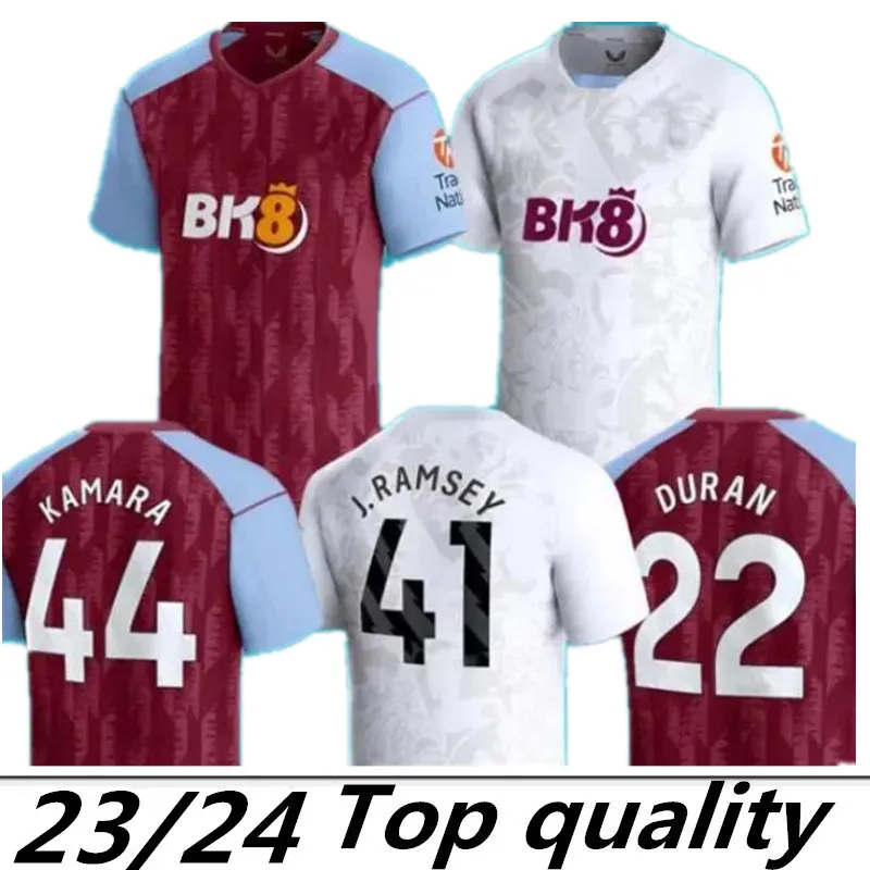 23/24 كرة قدم قمصان Kids Kit Kit Home 2023 2024 Aston Villas Football Shirt Training Away Fans Version Camisetas Futbol Mings McGinn Buendia Watkins Maillot Foot