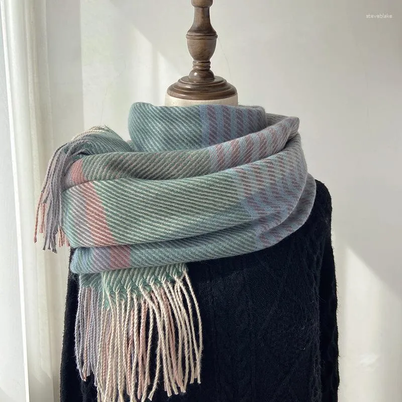 Sciarpe Donna Sciarpa Foulard Inverno Lady Preppy Nappa calda Autunno e scialle alla moda a contrasto a righe