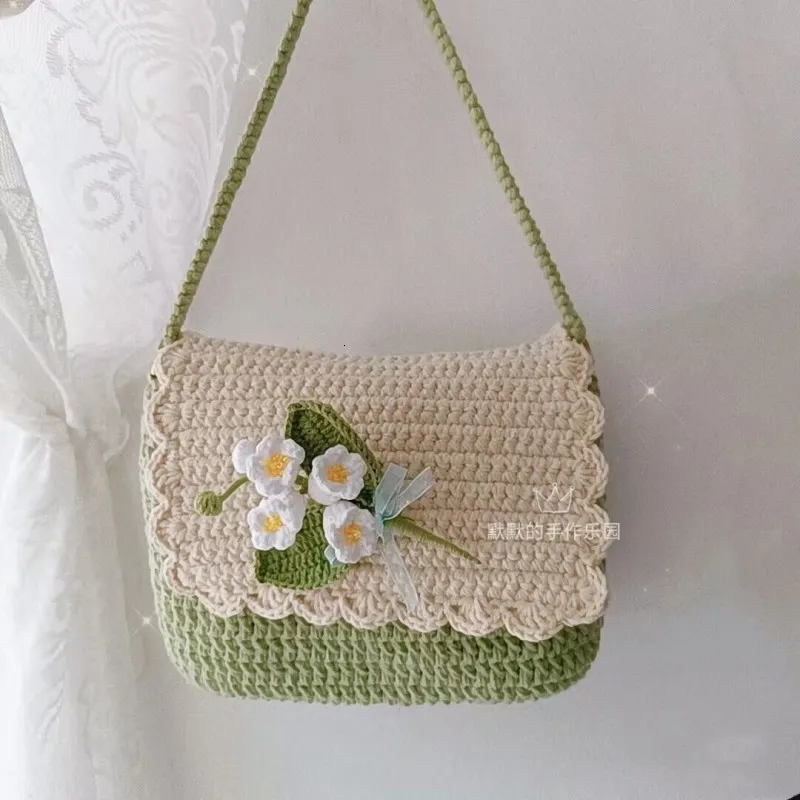 Slowslowly] Lily Handmade Crochet Raffia Er Shoulder Bag
