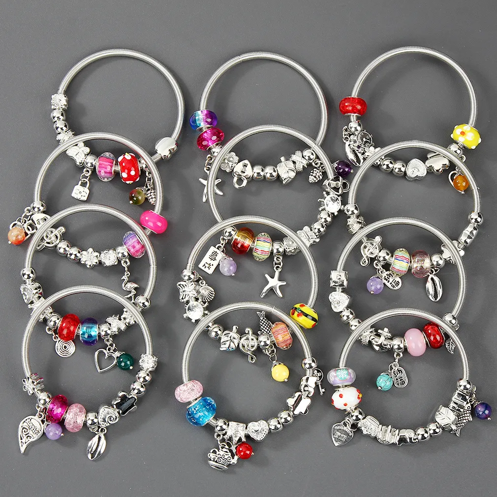 Urok Bracelets 12pcsset Women Starsle Starfish Starfish Charms Delion Kabel Otwarty regulowany mankiet Banles DIY Jewelry 230731