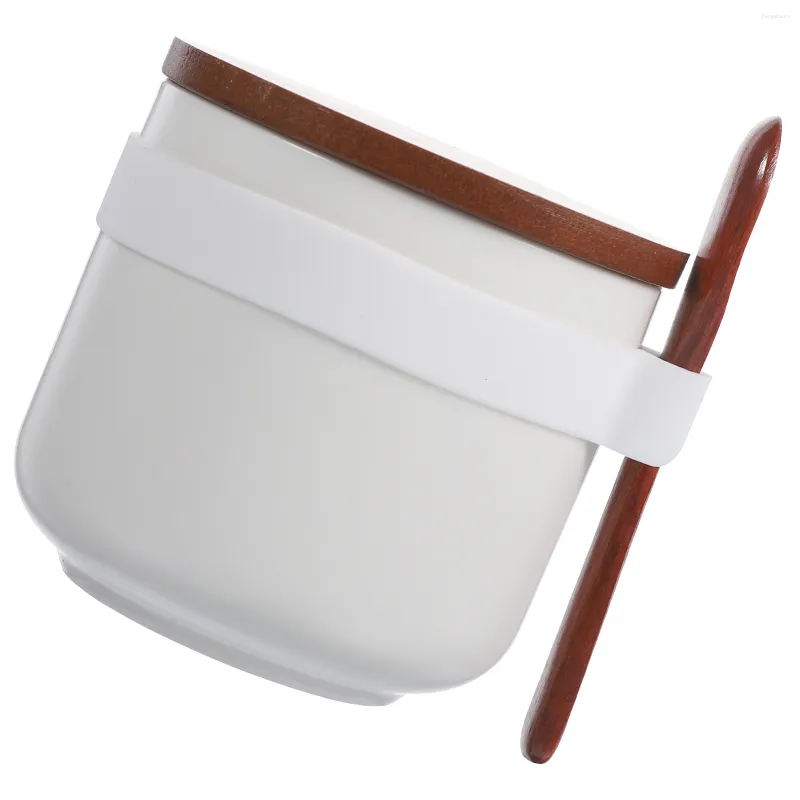 Ensembles de vaisselle pot cuisine épices bidon distributeur unique poivre Condiment conteneur sel blanc support en bois assaisonnement