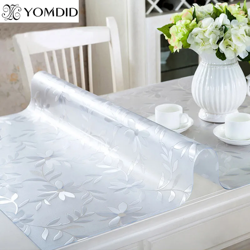 Table Cloth Soft Glass Tablecloth PVC table cloth Clear/Matte Oilproof Waterproof Kitchen Dining table cover for table 230731