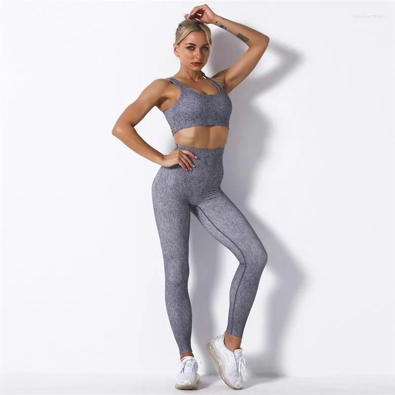 Active Sets Femmes Impression Série Hip Lifting Yoga Soutien-Gorge Ensemble Deux Pièces Absorption D'humidité Et Évacuation De La Transpiration Running Fitness Pantalon Femme