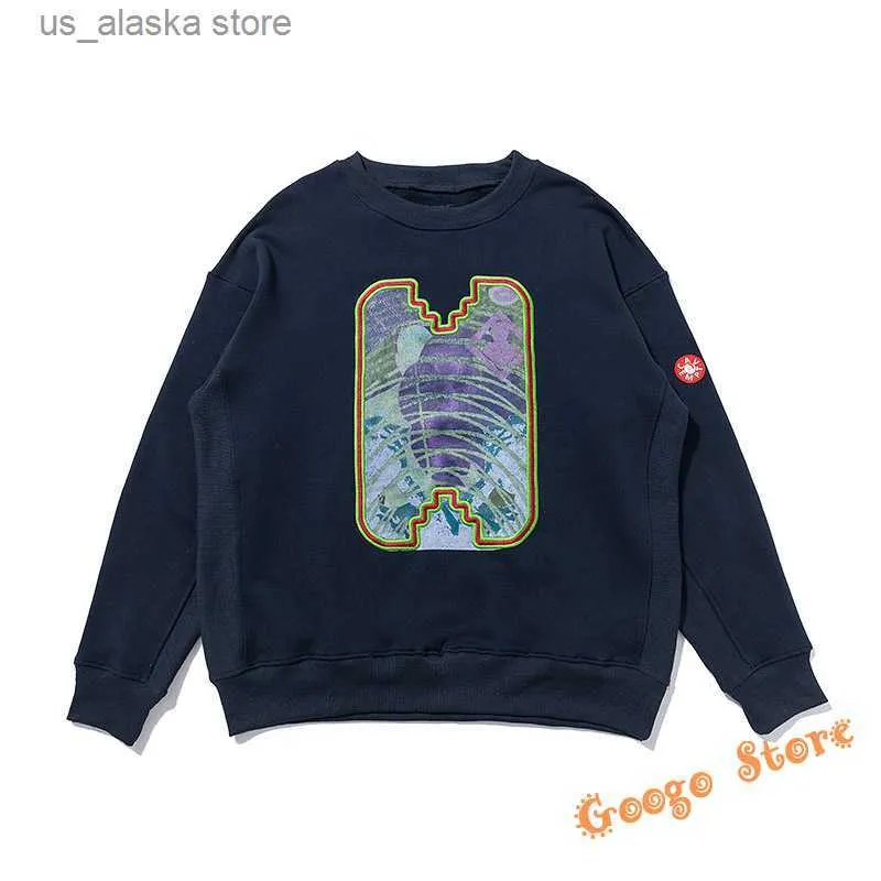 Herrtröjor tröjor marinblå blått cavempt o-hals pullover tröjor män kvinnor 1 1 hög kvalitet bomull streetwear höst casual cav tip c.e hoodies t230731