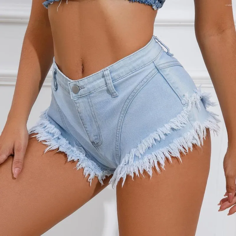 Calça Jeans Feminina 4013 # Sexy Cintura Alta Elástica Tamanho Grande Saia Bolo Casual Shorts Denim