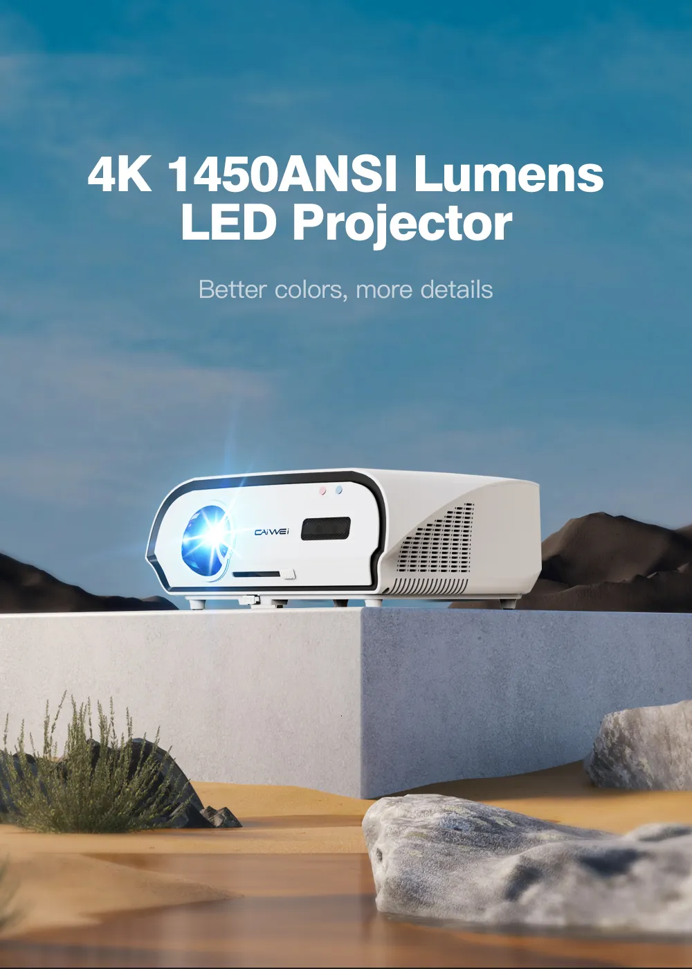 Acheter Projecteur CAIWEI A12 + 4k 15000 Lumens Full HD avec expérience  Laser cinéma maison projecteurs de films en plein air pour Smartphone