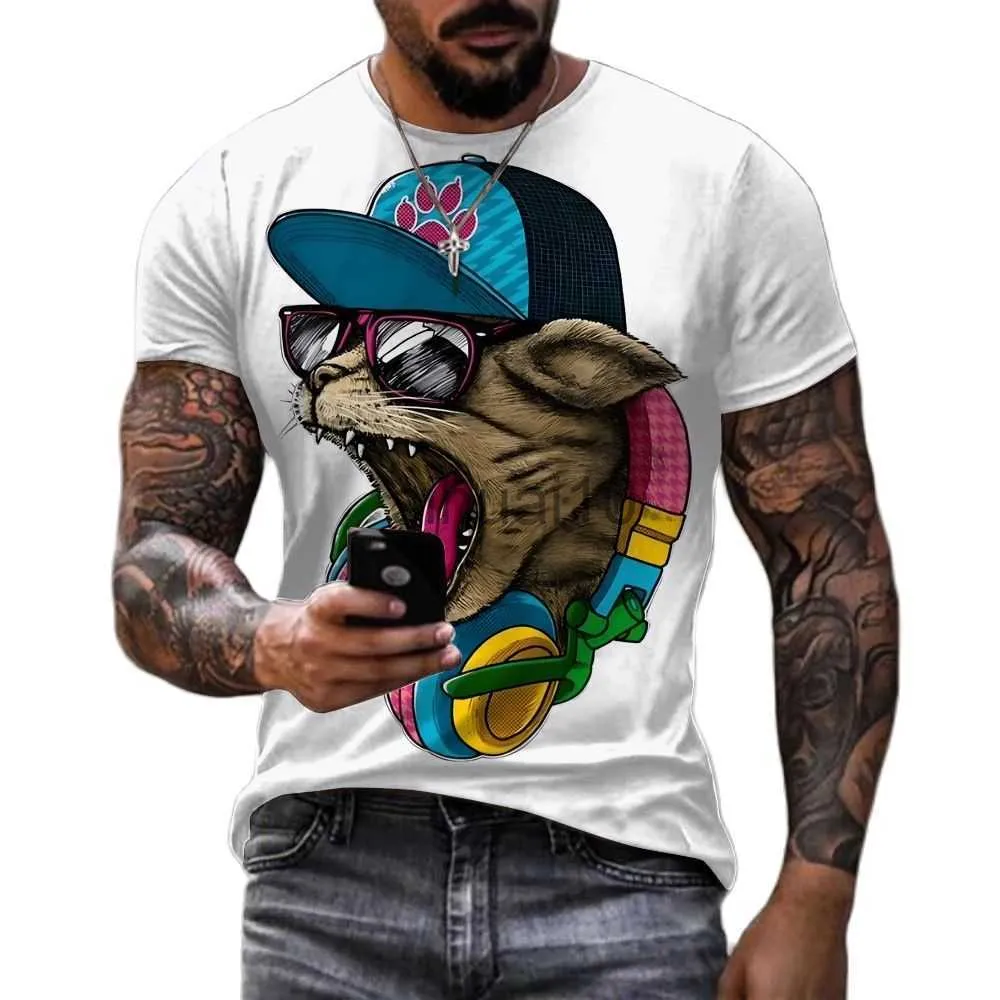 T-shirt da uomo T-shirt con stampa animale divertente per uomo Hip Hop Style Oversize manica corta Street Harajuku O-Collo Pullover Summer Casual Top 6XL J230731