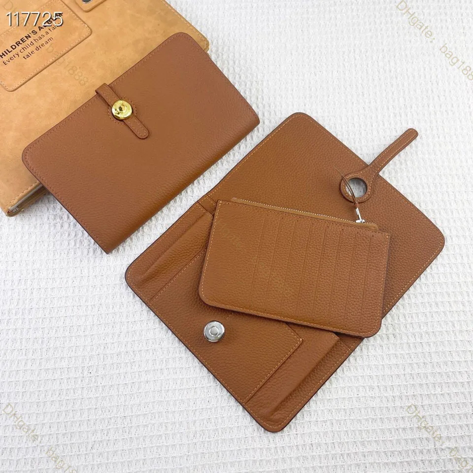High Quality Togo Leather Dogon Duo Wallet Unisex Detachable