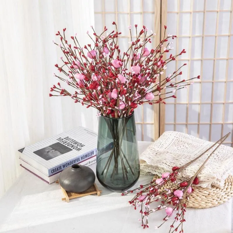 Decorative Flowers 50cm Love Bean Branch Valentine's Day Artificial Flower Wedding Home Decoration Fake