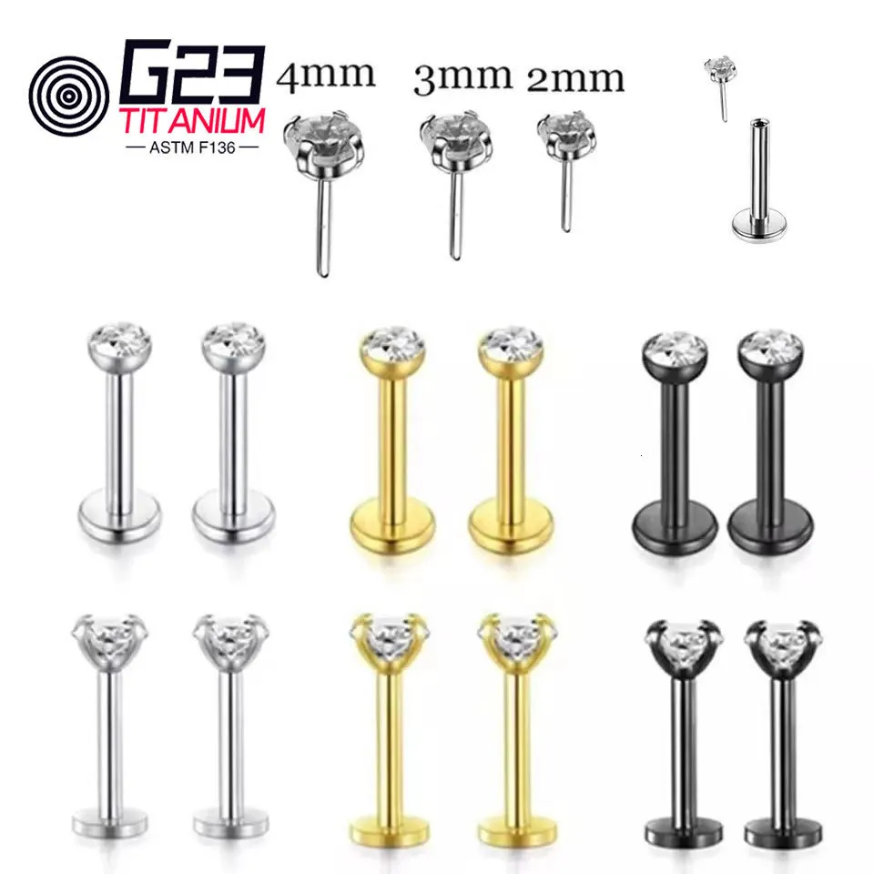 Göbek Çan Düğme Yüzükleri 10 PCS G23 ASTM F136 CZ Piercing Dudak Burun Saplama Labret Küpeler Set tragus Serbest Spiral Kıkırdak Takıları Kadınlar için 230731