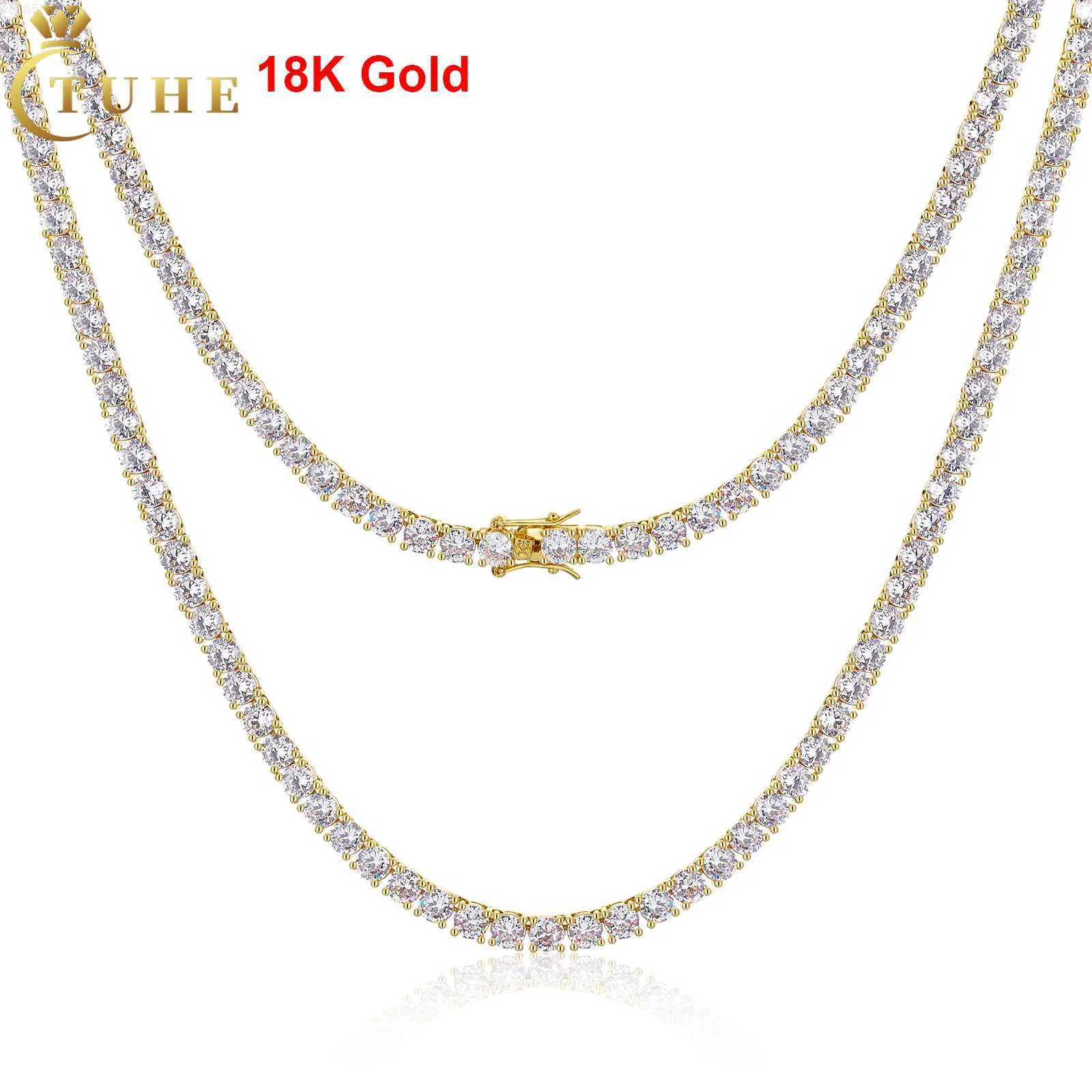 Handmade 18k Solid Real Gold VVS Moissanite Diamond Tennis Chain