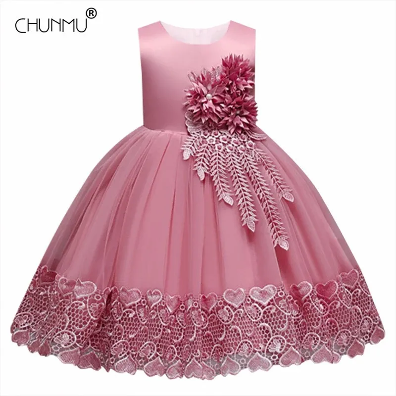 Robes De Fille De Mariage Blanc Robe D'anniversaire En Dentelle Tutu Robe De Princesse Broderie Florale Filles Enfants Vêtements Enfants Fête Pour Fille Vêtements 230731