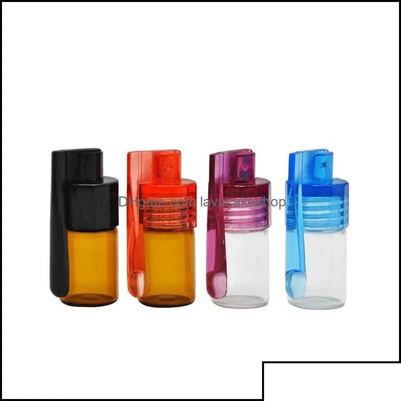 Verpakking Flessen Groothandel Verpakking Colorf 36Mm 51Mm Travel Size Acryl Plastic Fles Snuff Snorter Dispenser Glazen Pillendoosje Flacon C Dhffn