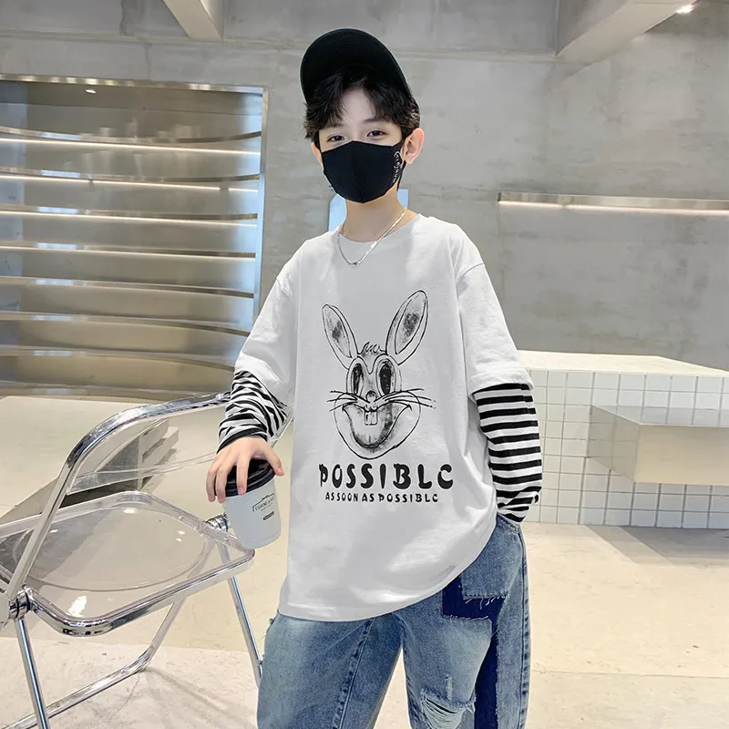 Hoodies Sweatshirts Jungen Frühling Herbst Kinder Cartoon Print Lange Ärmel Pullover Kinder Koreanischen Stil T-shirt Kleidung 4 5 6 8 12 13 14 Y 230801