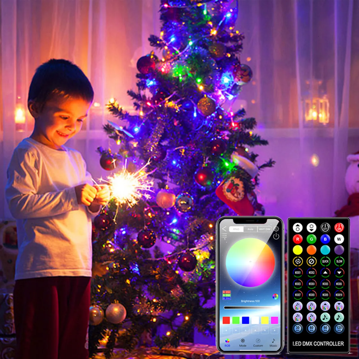 Décorations de jardin 20M Smart App Control Fée Lumière Extérieure RVB Bluetooth Arbre De Noël Guirlande Lumineuse USB Guirlande Pour Mariage Décor De Vacances 230731