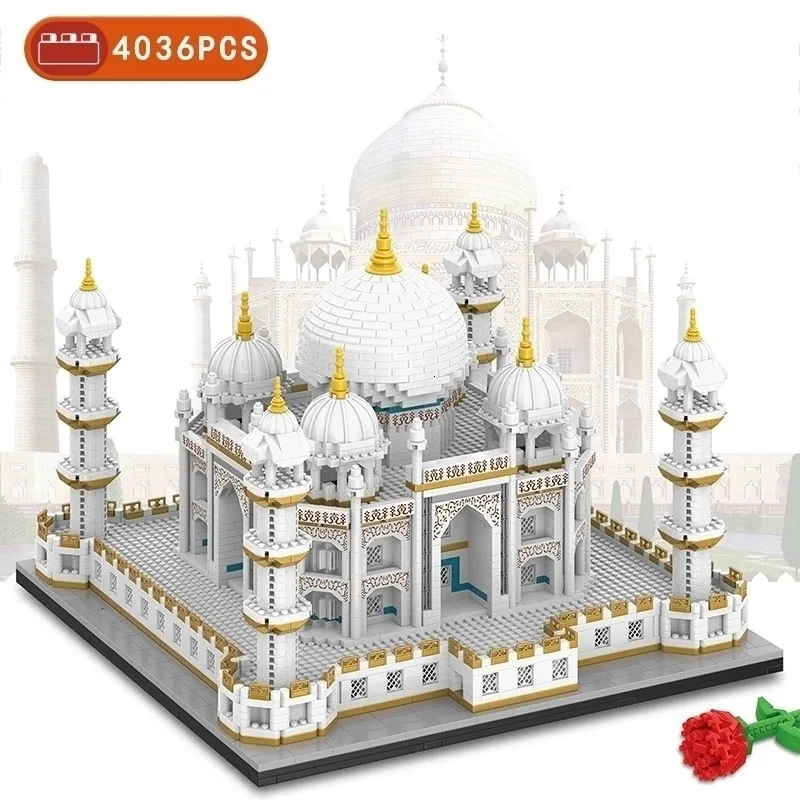 Blocos MOC 4036PCS Cidade Mini Tijolos Taj Mahal Famosa Arquitetura Micro Modelo Índia Construção Conjuntos Criativos Brinquedos para Crianças 230731
