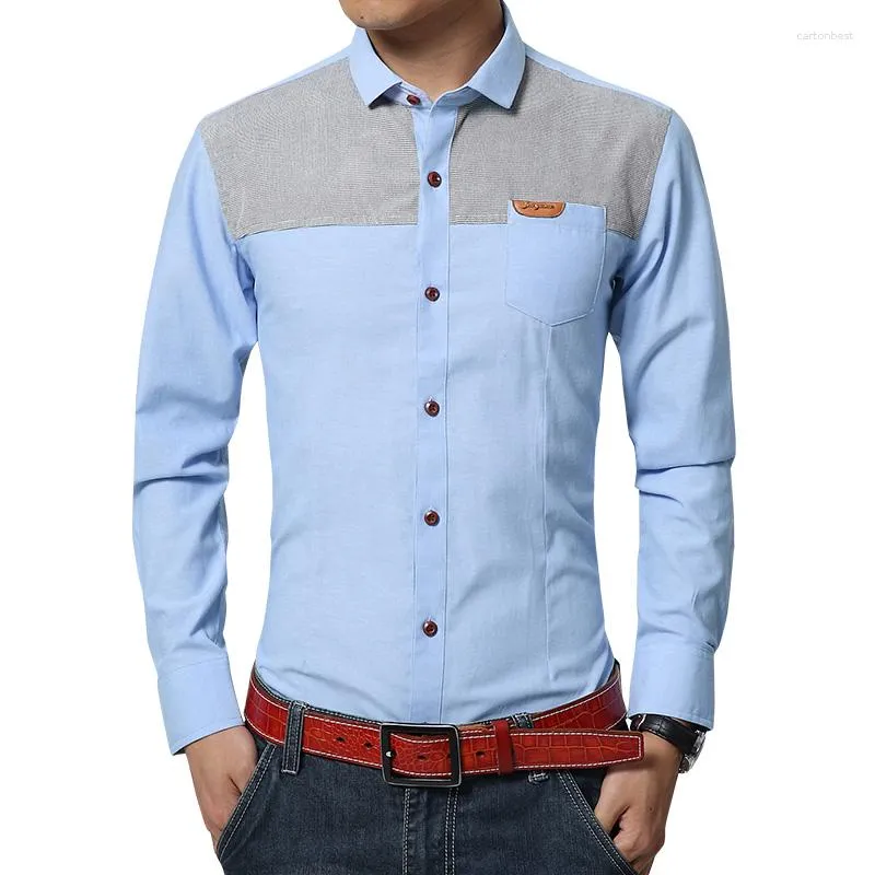 メンズカジュアルシャツ韓国ファッションメンズシャツ長袖の男スリムフィット男性ソーシャルビジネスドレスメンズ衣類プラスサイズ5xl