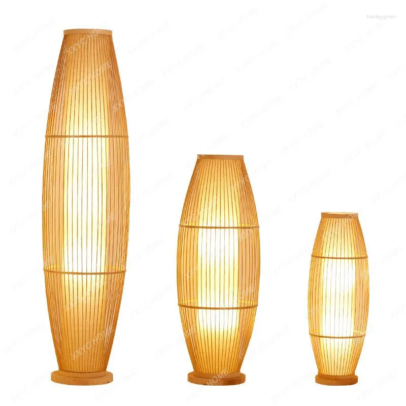 Floor Lamps Japanese-Style Lamp Chinese Zen Bamboo Woven Living Room Bedroom Study Decoration Retro Bedside