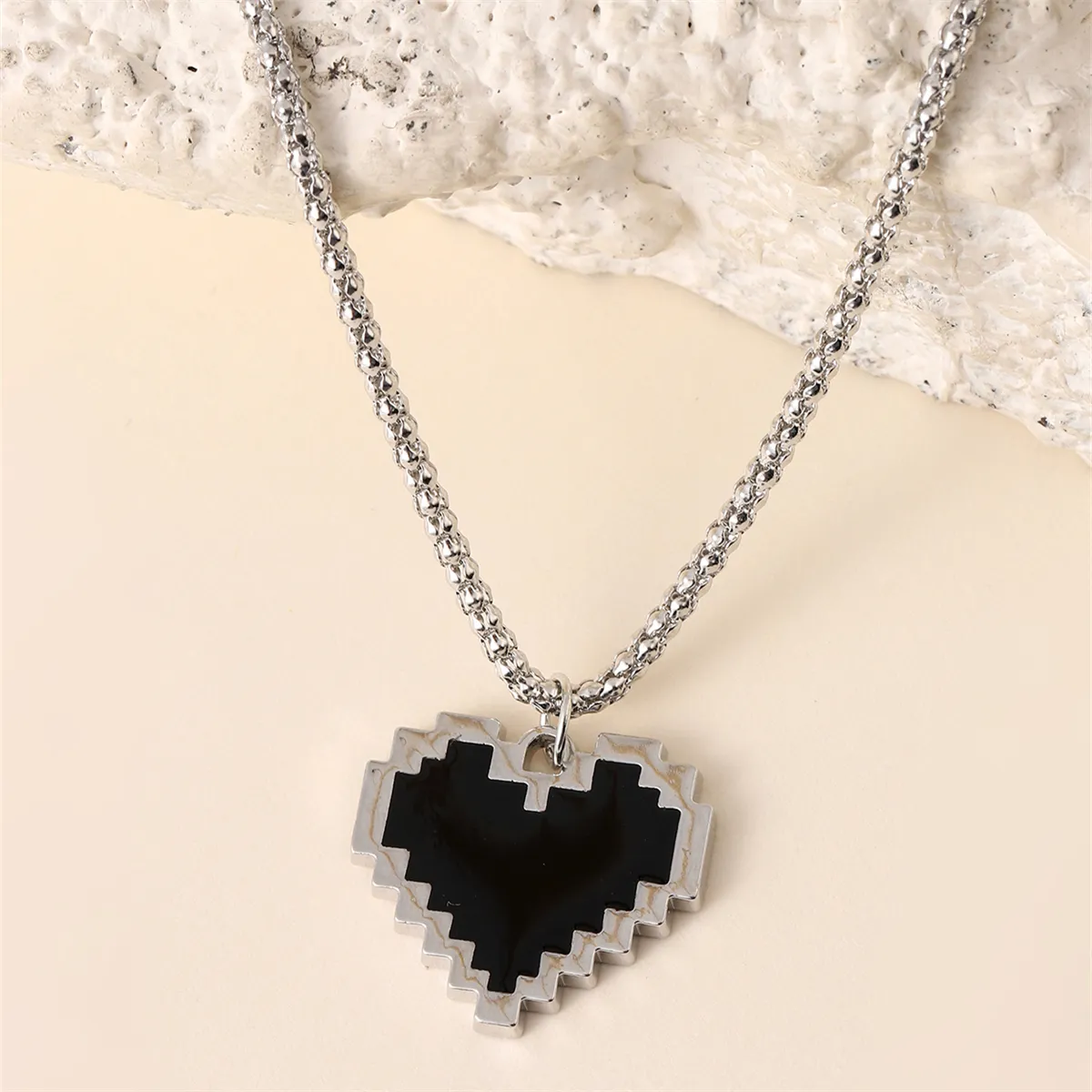 Anhänger Halsketten Trendy Schwarz Mosaik Liebe Herz Halskette Damen Frauen Mode Schmuck Zubehör Party Reise Geschenke 230801