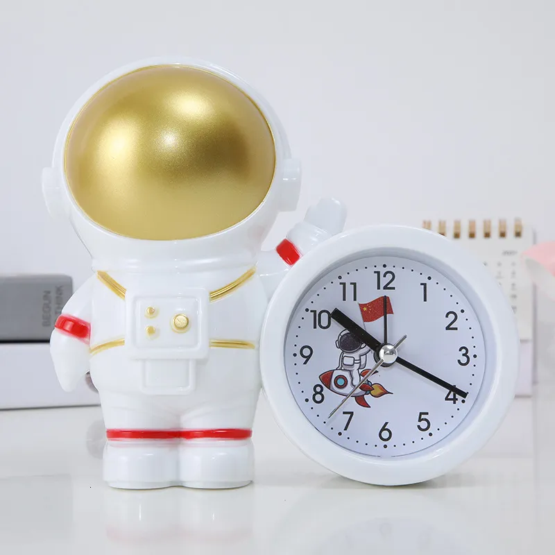 Desk Table Clocks Alarm Clock Astronaut Model Statue Bedroom Bedside Cartoon Sculpture Decoration 230731