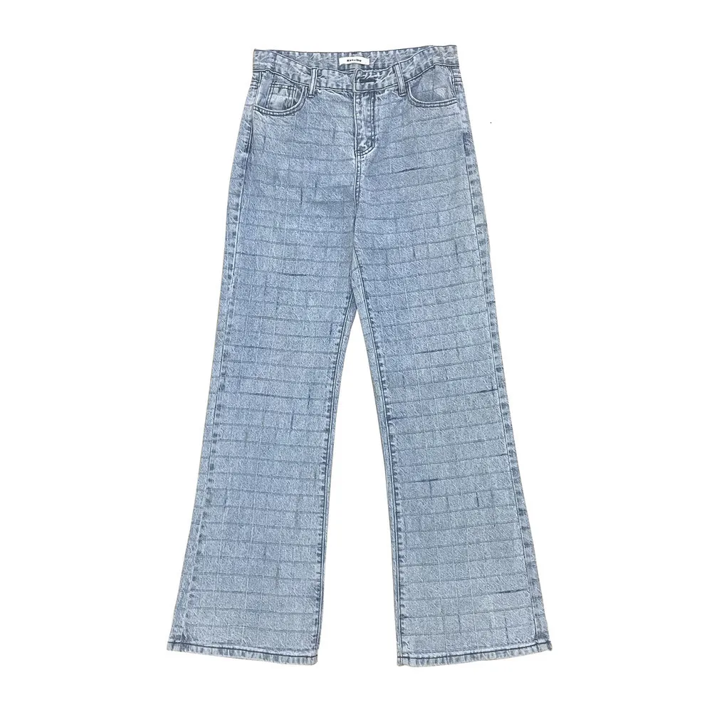 Herren Jeans Stilvolle Distressed Retro Washed Plaid Männer Flare Baggy Hosen Hip Hop Gerade Casual Frauen Denim Hosen Moda Hombre 230731