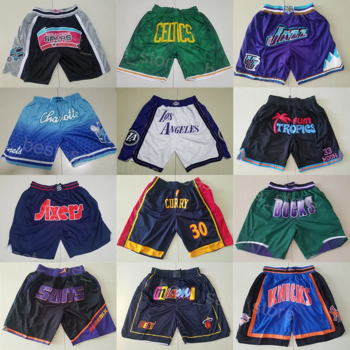 Vintage Basketbol Sadece Don Sweatpants Giyim Cep fermuarlı Sinek Şortu Çekme Hippop Sport Katı Zip Pantolon Erkekler Takımı Dikiş Juan Toscano-ANDERSON DERRICK BEYAZ