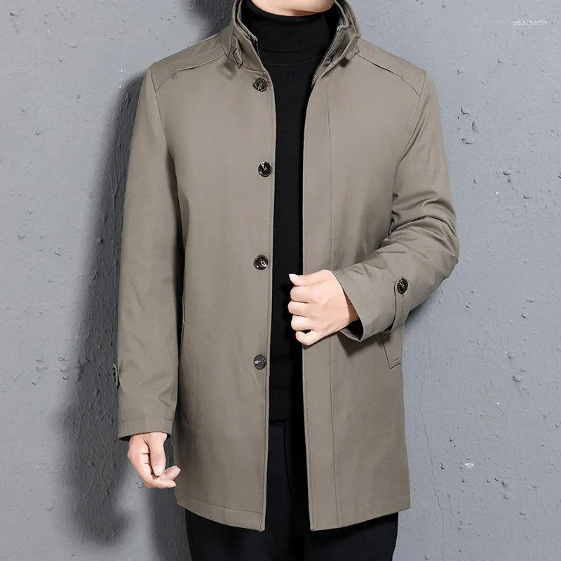 Rów męskich płaszcza Wysokiej jakości zimowe męskie trendy stojak moda biznesowy Kurtki swobodne kurtki mężczyźni w połowie długości ciepła wietrzna wierzchołek wietrzny mężczyzna mężczyzna