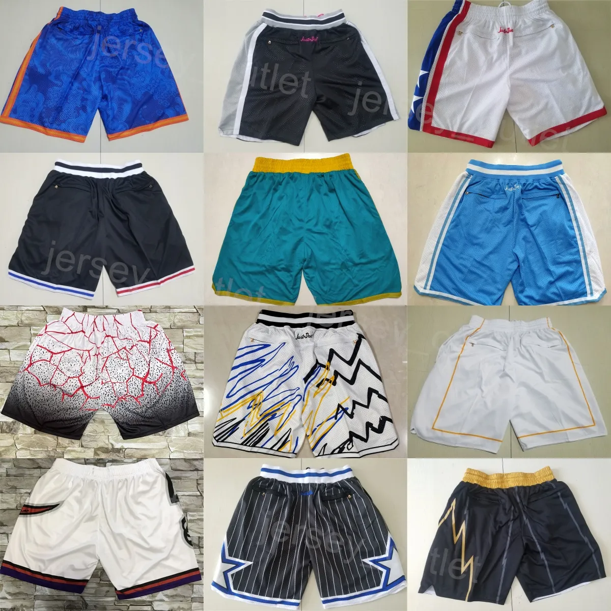 Man basket med solid zip up slitage tröjor bara don pocket dragkedja kort löpande sportbyxor blixtlås stitched flodhäst shorts jayson tatum damian lillard team