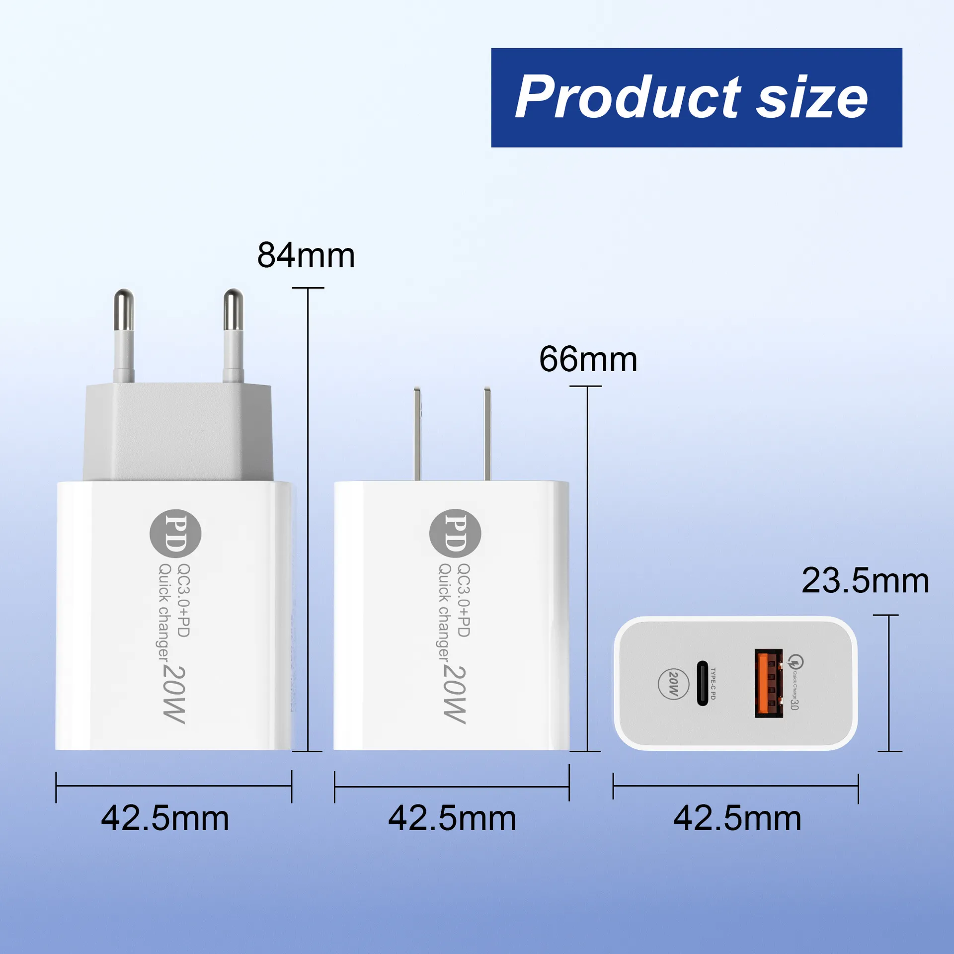 20W Quick QC3.0 Type C Chargers USB-C EU US Wall Plug Pd Fast Charger для Samsung S22 S23 Xiaomi Huawei Android Adapter Mobile Phone