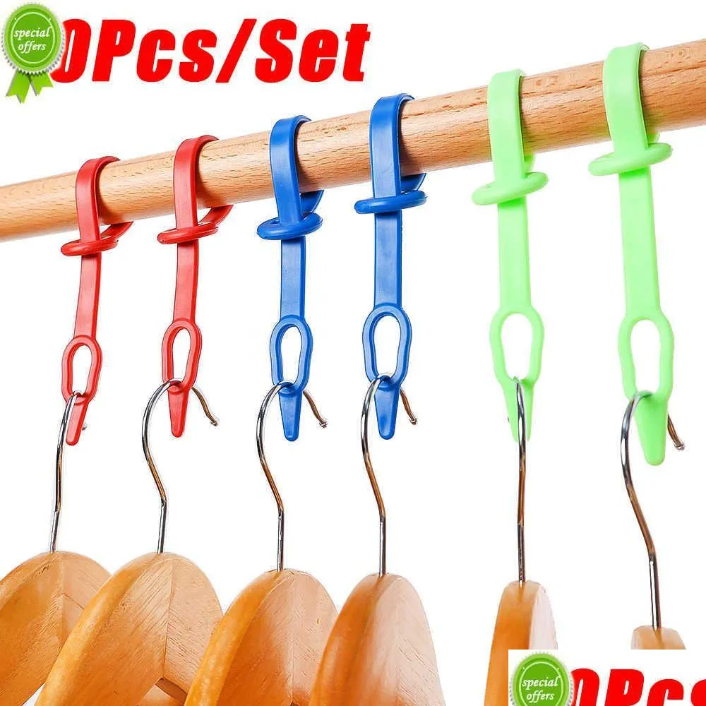 Hangers Racks 10Pcs Mti-Purpose Clothes Hanger Windproof Buckles Fixing Hooks Non-Slip Drying Rack Household Laundry Plastic Drop Dhwi4