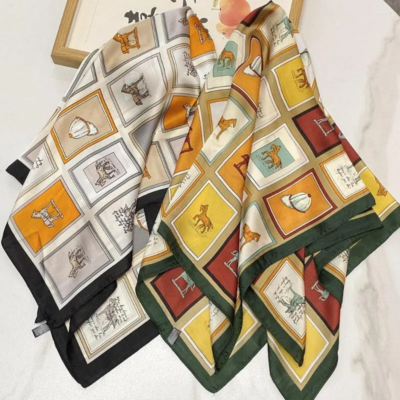 Premium Satin Square Scarf Small 70x70cm Silk Foulard For