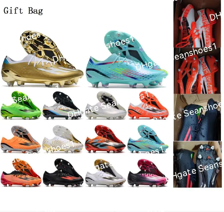 Sac cadeau Bottes de football de qualité X Speedportal.1 SG Spikes en métal tricot Crampons de football Hommes Baskets en cuir souple confortables Messis Lithe Chaussures de football Taille US 6.5-11