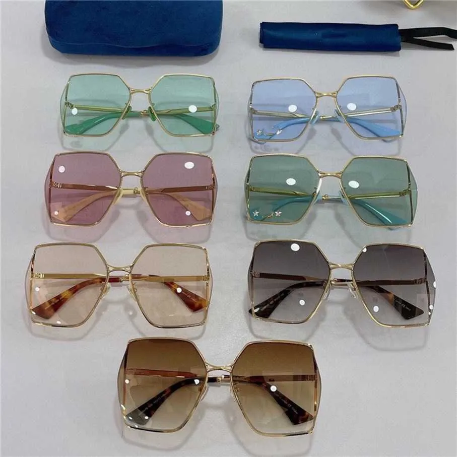 2023 New luxury designer G family metal large frame ins classic star of the same type UV resistant thin sunglasses GG0817