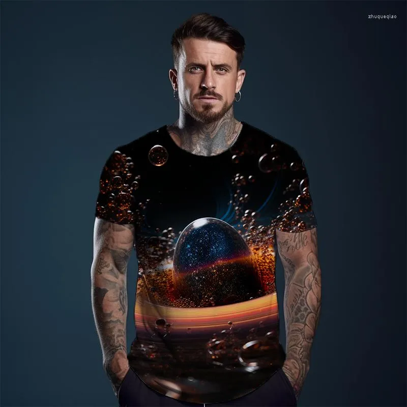 Herr t-skjortor sommarmode avslappnad kortärmad t-shirt Mars 3D-tryckning uppfriskande och bekväma toppar i storlek storlek