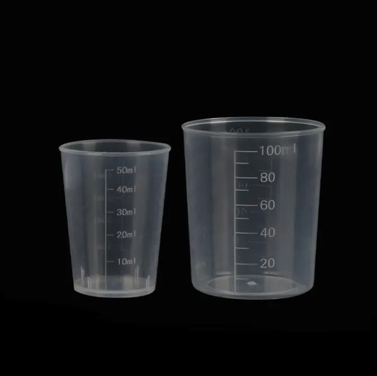Outils de mesure en plastique Tasses Tasse à mesurer transparente avec échelle 10 ml 15 ml 20 ml 30 ml 50 ml 100 ml Conteneur de liquide SN4197