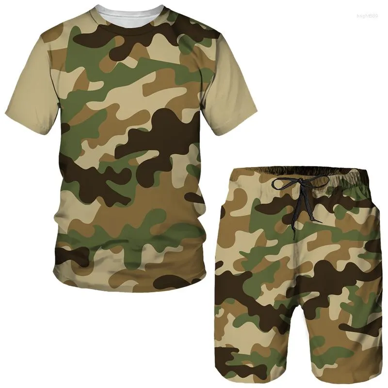 Herren-Trainingsanzüge, Camouflage-Druck, Herren-T-Shirt/Shorts/Anzug, lässig, kurzärmelig, Lauf-Trainingsanzug, Sommer, Herren/Damen, modische Sportbekleidung, 2-teilig