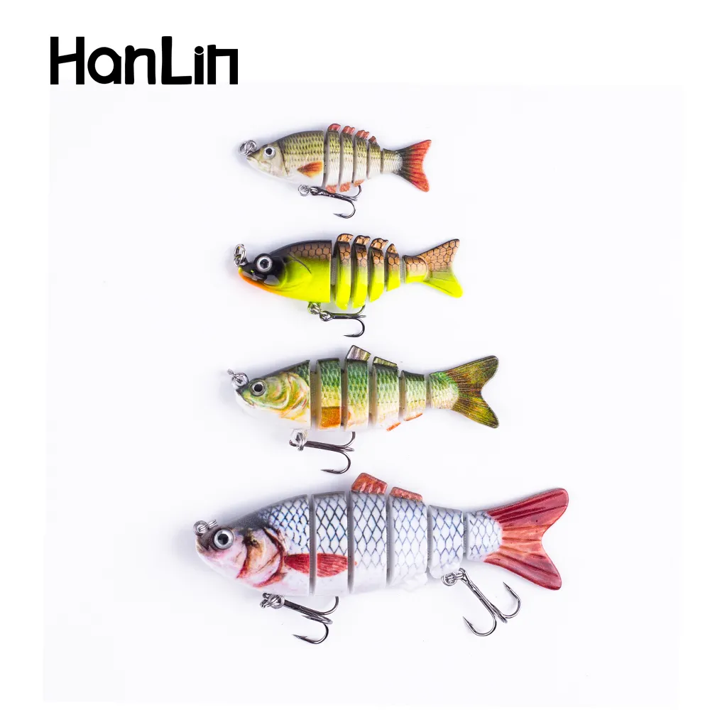 4 Leurres Articulés Pêche - Swimbait 3D Réaliste 8 Segments Pour Brochet, Perche, Truite (Eau Douce/Salée)