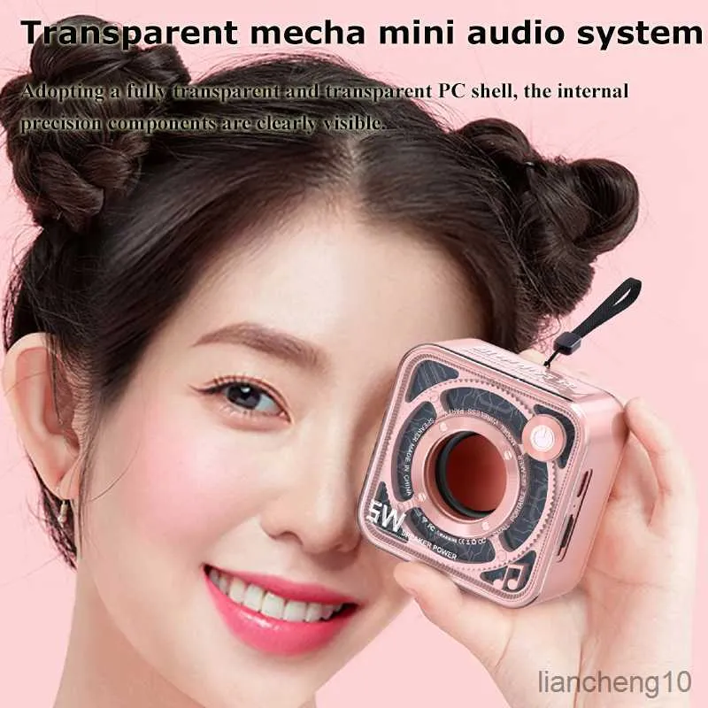 Портативные динамики прозрачная беспроводная Bluetooth Mini Portable FM Radio Handsfree Music Player Type-C Зарядная карта R230801