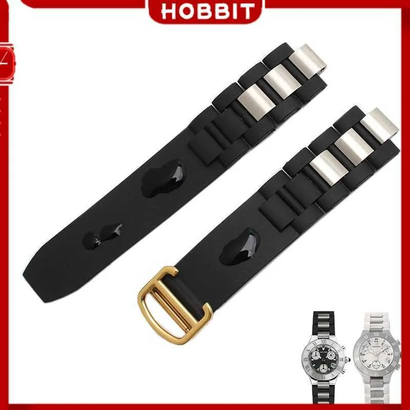 20 * 10mm Rubber WatchBand For 21st Century Silicone Watch Band Black White Watch Band Male Waterproof Wristband Durable Belt