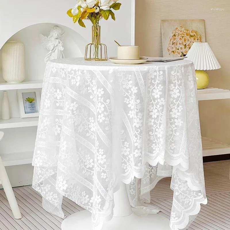 Свалочная ткань французский стиль белый кружевной скатерть круглый чай