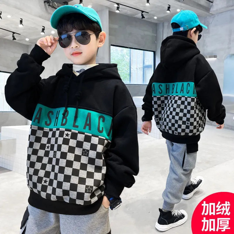 Hoodies Sweatshirts korean Style Winter Arrival Casual Sweatshirt Boy Long Sleeve Clothes Kids cartoon Cotton Hoody Loose Top Plus Velvet 230801