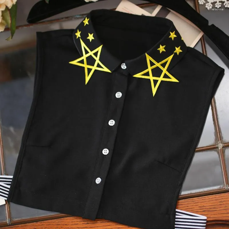 Pendant Necklaces Embroidered Star Necklace Vest Blouse Fake Collar Color Embroidery Shirt