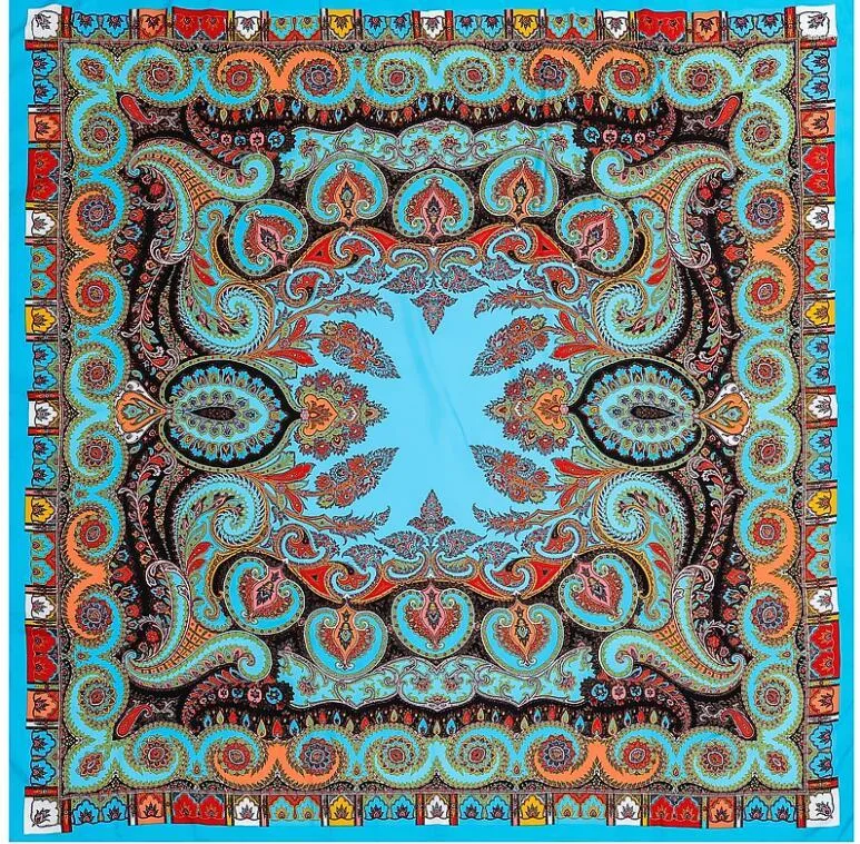 Szaliki Scalf Women Square Twill Silk Bohemian Vintage Big Arverhew Design Shawl Bandanas 130x130cm