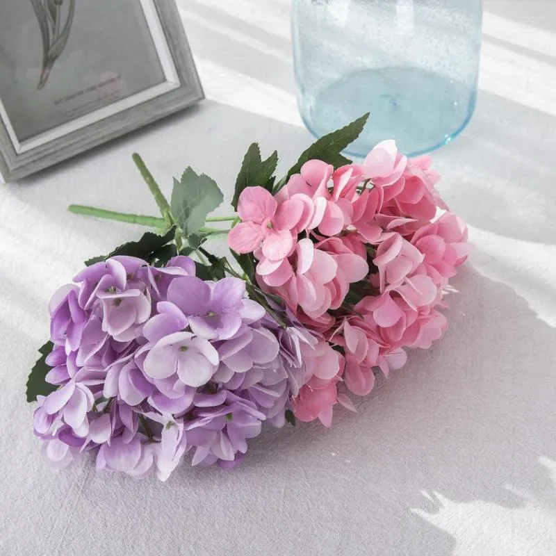 Decoratieve Bloemen 5 Vorken Hortensia Kunstmatige Bruiloft Decoratie Boeket Brial Hand Bloem Home Party Tafel Arrangement