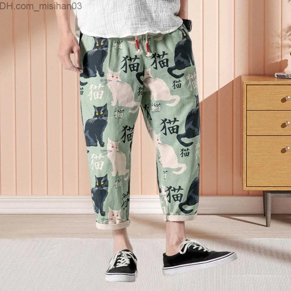 Pantalons pour hommes Hip Hop Cool taille moyenne sac pantalons pour hommes imprimé chat pantalons de sport d'été pour hommes lavage vêtements pour hommes Z230801