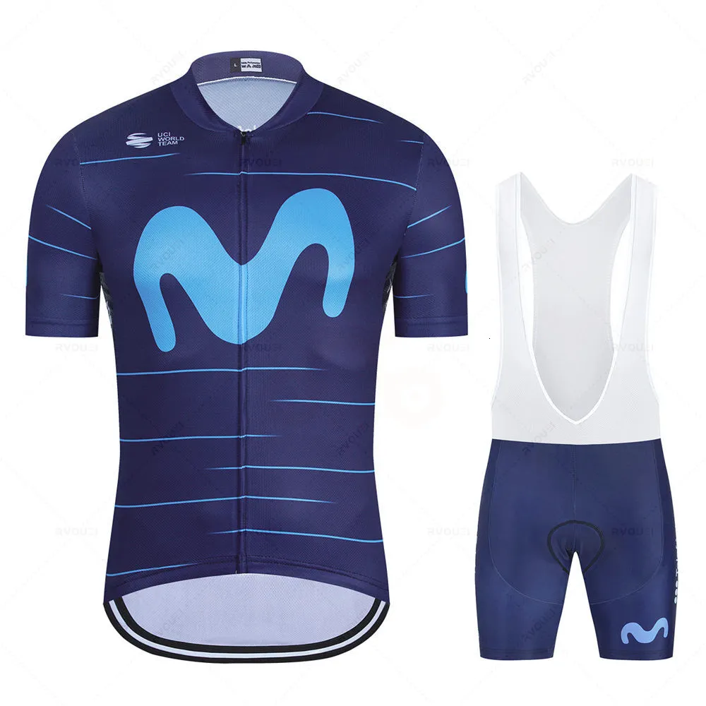 Езда на велосипеде Джерси устанавливает Summer Movistar Pro Team Set MTB велосипедная одежда костюма для биковых шорт для велосипедной одежды униформа Ciclismo hombre 230801