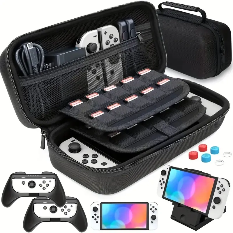 Nintendo Switch For Nintendo Switch ile Uyumlu Kılıf Koruma Anahtarı Kapağı Kılıf 6 Joycon Kavrama ve Playstand Nintendo Switch aksesuarları için başparmak kapakları için