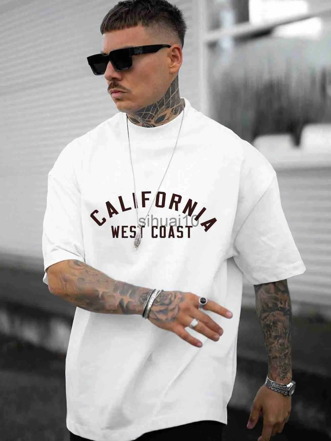 Męskie koszulki California West Coast Letter Mens Bawełniana T-shirt